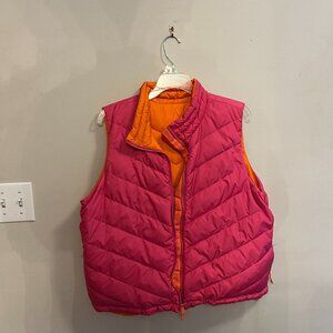Coldwater Creek Quilted Reversible Goose Down Vest | Pink & Orange